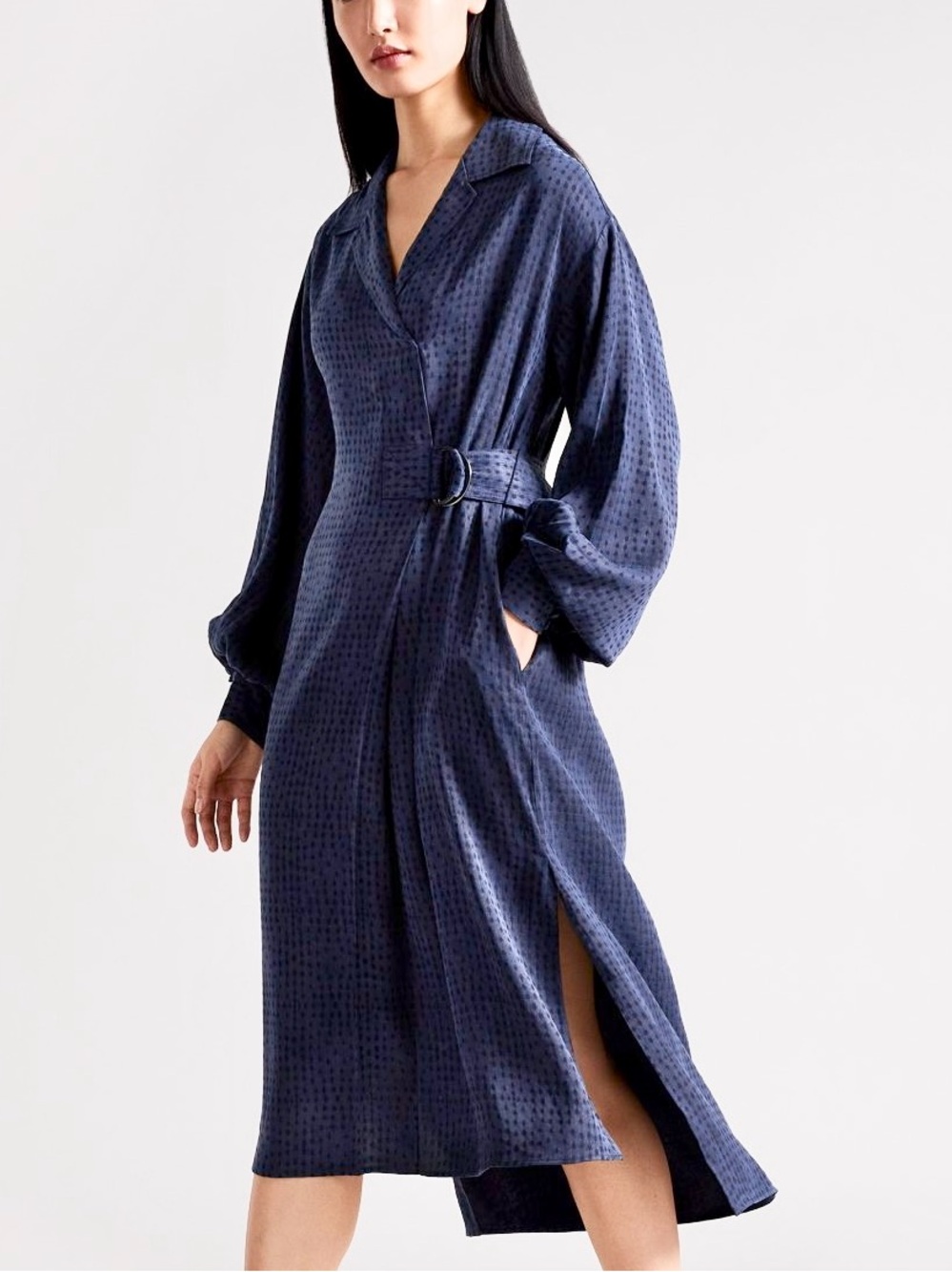 Ted Baker Sammie balloon sleeve polkadot belted wrap midi dress size 10